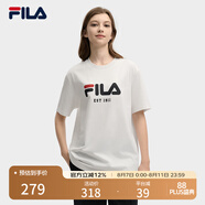 FILA斐樂(lè )官方T恤情侶款短袖衫2025春季新款休閑簡(jiǎn)約純棉T恤男女 云菇白-WT M M （170/92A）
