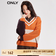 ONLY秋冬時(shí)尚撞色落肩寬松長(cháng)袖V領(lǐng)針織衫女|123313015 F12 夏威夷日落 S 160/80A