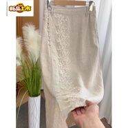 初徑棉麻長(cháng)裙直筒新款棉綢半身裙子女裝夏裝一片式休閑山本裙 米白色【專(zhuān)柜洋氣質(zhì)/尾貨出口/高 M