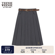 Teenie Weenie【趙露思同款】小熊女裝百褶中長(cháng)裙A字裙灰色JK裙子 灰色 S (160)