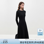 范思藍恩23FS14484時髦針織連衣裙冬裝新款修身顯瘦羊毛內(nèi)搭裙子 黑色 XS