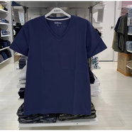 班尼路短袖t恤男純棉衣服圓領(lǐng)純色t恤男裝半袖體恤 V領(lǐng)中藍02B S