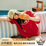 MMLG【明星同款】87mm 7A抗菌純棉短袖T恤女夏季新款韓系體恤情侶上衣 明星同款紅色 S