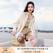 香影（xiangying）外搭襯衫女薄款夏季2025新款防曬襯衣萊賽爾天絲上衣 襯衫米色 均碼 M