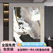 質(zhì)覺(jué)  手繪油畫(huà)定制立體抽象黑白橙裝飾畫(huà)現(xiàn)代玄關(guān)肌理畫(huà)客廳餐廳掛畫(huà) A款原創(chuàng)手繪作品《素彩格調(diào)》 80*120cm（藝術(shù)家純手繪油畫(huà)）