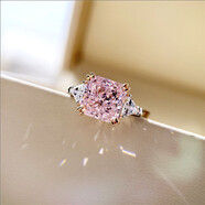 譽(yù)尚榮（YUSHANGRONG）火彩戒指輕奢粉鉆3克拉方形莫桑石鉆戒女戒指仙女配飾節日禮物 （3克拉）粉鉆美碼5