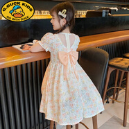 G.DUCKKIDS小黃鴨女童連衣裙兒童夏裝短袖中大童夏季小女孩公主純棉裙子13歲 151粉色 140 (建議身高125-134cm左右)