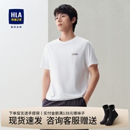 海瀾之家（HLA）短袖t恤男裝24春夏季新款舒適圓領(lǐng)精致字母情侶裝上衣服男士T恤衫 HNTBJ2W220A米白N0 M /170建議63-68kg