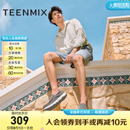 天美意男鞋舒適懶人軟底帆布鞋一腳蹬男休閑布鞋 灰色 40