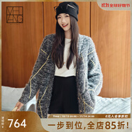 美洋（MEIYANG）煙花開衫 仿貂毛粗棒針織手工勾線V領(lǐng)寬松情侶外套 深灰色 M