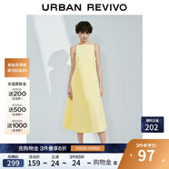 UR2025春季新款女裝法式氣質(zhì)后拉鏈?zhǔn)昭鼰o袖連衣裙UWM750031 米黃 S