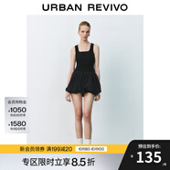 UR2025春季新款女裝時(shí)尚設(shè)計(jì)感拼接修身U型領(lǐng)連衣裙UYY750032 黑色 (偏短) XS