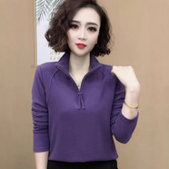 秋冬季新款時(shí)尚半拉鏈立領(lǐng)雙面絨保暖CSph女士時(shí)尚加絨打底衫jd 紫色 加絨 5XL 建議150-165斤