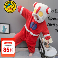 G.duck小黃鴨童裝兒童睡衣女童家居服春秋季新款連帽恐龍長(cháng)袖連體衣爬服 紅色奧特曼【冬款】 100 建議2~3歲【 90-100cm】cm