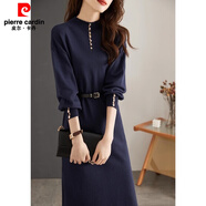 皮爾卡丹（pierre cardin）2025新款早秋長(cháng)袖連衣裙女配大衣優(yōu)雅毛衣裙半高領(lǐng)打底 藏青色.【版】 S