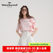 卓雅周末（JORYA weekend）2024夏季新款鉆飾字母刺繡煤球玩偶寬松落肩T恤EJWEBF20 盈盈粉 M