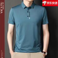 威可多（VICUTU）短袖t恤男休閑商務(wù)夏季新款中青年男士翻領(lǐng)無痕Polo衫 淺藍(lán) 淺藍(lán) 4XL /190