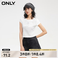 ONLYONLY春季休閑百搭純棉印花短款圓領(lǐng)短袖T恤女|124101065 A43 奶油白色 2XL (180) 96A