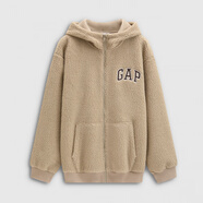 蓋璞（GAP）【成毅代言】Gap男女裝2025秋季新款彷羊羔絨拉煉連帽衛衣786507 卡其色 XS 165/84A 亞洲尺碼