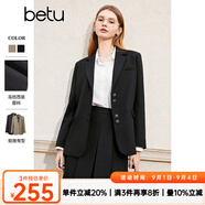 百圖betu女裝春季新款西裝氣質(zhì)小西服外套學(xué)院風(fēng)通勤西服2401T37 黑色 M