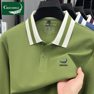CROCODILE GARMENTS LTD鱷魚恤長袖T恤男純棉春秋季2025新款男士翻領(lǐng)休閑polo衫上衣 草綠 M 建議100-125斤