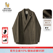 William fox&sons新復(fù)古回潮仿麂皮絨小西服男輕商務(wù)復(fù)古寬松易打理便西休閑西裝男 咖色(雙排扣） 2XL /54