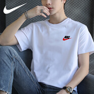 NBA KIDS-NIKE耐ke純棉t恤男新款夏季寬松休閑上衣跑步運(yùn)動(dòng)體恤上衣半袖男 耐克AR4999-100白紅 2XL /建議(155-175斤)