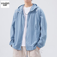 以純（YISHion）新款冰絲防曬衣男士夏季輕薄款透氣戶外釣魚防曬服外套男女款 7777=淺藍(lán)色 S （ 碼數(shù)偏大一碼哦 ）