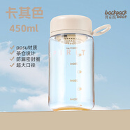 背包熊夏季水杯ppsu塑料杯女生高顏值便攜學(xué)生兒童上學(xué)杯子耐高溫隨手杯 米色450ml【PPSU材質(zhì)-帶茶隔】