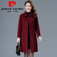 皮爾卡丹（pierre cardin）雙面羊絨大衣女中長(zhǎng)款2025年秋冬呢大衣新款小個(gè)子高端羊毛呢外套 棗紅 M