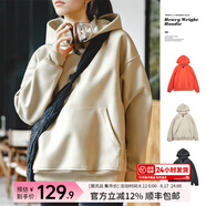馬登女裝 美式重磅毛呢連帽衛衣寬松加厚套頭衫休閑長(cháng)袖上衣冬 卡其色 馬登工裝 S