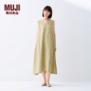 無印良品（MUJI）女式 棉 漢麻 無袖連衣裙女裝裙子夏季 連身裙長裙 BCD91C5S 黃色 L （165/88A）