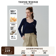 Teenie Weenie【原紗防曬】小熊淑女白色毛衣針織開(kāi)衫長(zhǎng)袖打底衫女空調(diào)衫 藏青色 M (165)