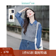 茵曼（INMAN）針織馬甲女老錢風V領薄2025秋冬女裝新款學院風內(nèi)搭毛衣上 蒼灰色 S