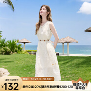 百圖betu女裝2025夏季新款連衣裙無袖羽毛流蘇背心氣質(zhì)裙子女2506T52 淺杏色 S