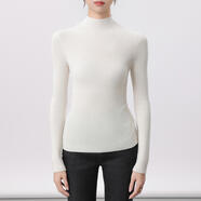 GIRDEAR/哥弟綿羊毛百搭修身顯瘦套頭煙管領(lǐng)素色針織衫1399650 白色 S 2