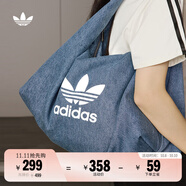adidas「云朵包」牛仔風(fēng)大容量運動(dòng)挎包女子阿迪達斯官方三葉草 制服藍 NS
