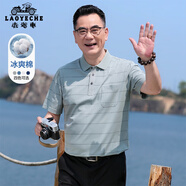 老爺車（LAOYECHE）爸爸含棉涼感短袖T恤男夏季新款中老年男士POLO衫父親節(jié)禮物實用 YT252260203灰綠色 XL (180) 【推薦體重135-150斤】