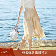 茵曼（INMAN）A字半身裙2025夏新款薄荷曼波通勤中長(zhǎng)裙子 淺卡其 L