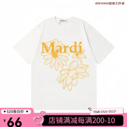 MARDI韓國(guó)潮牌金高銀同款黑粉小雛菊印花短袖t恤 女款 白色-橘黃三花 L
