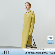 FANSILANEN范思藍恩22FS4193Polo領(lǐng)長(cháng)袖針織連衣裙女秋冬長(cháng)款過(guò)膝直筒毛衣裙 姜黃色 S