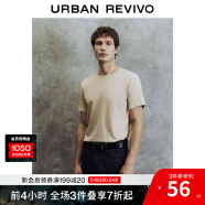 UR春季新款男裝簡約基礎百搭休閑純色棉質短袖T恤UMB440001 卡其 M
