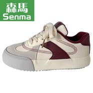 森馬小眾皮面低幫校園運動(dòng)小白鞋男女童2025冬季新款學(xué)生厚底德訓 酒紅色 28