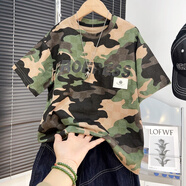 斷碼清倉男女童夏季短袖T恤大E小e，牛哆哆，童樂(lè )魚(yú)，布芮歐 T3328迷彩色 碼建議身高cm左右 170