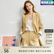 AMII開(kāi)學(xué)季換新裝職業(yè)西服套裝女夏季新款休閑外套時(shí)尚西裝兩件套 鵝黃(短褲) S (155)