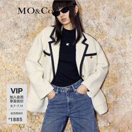 MO&Co.小香風(fēng)西裝權力外套羊毛混紡休閑西裝夾克外套女呢子外套 米白色-第1批 XS 155
