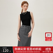 范思藍(lán)恩無(wú)袖疊穿針織背心女春裝2024新款內(nèi)搭打底衫24FS11036 黑色 XL