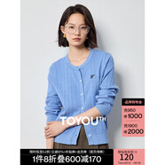 初語小香風(fēng)針織開衫女2024年秋季新款圓領(lǐng)顯瘦毛織外套 天藍色8433803 M