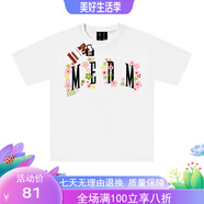 MEDM2025新品T恤彩色花朵男潮牌潮流夏季美式街頭寬松休閑百搭體恤衫 白色DDM874 S  (建議85-100斤)