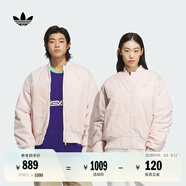 adidas情侶款復(fù)古寬松運(yùn)動(dòng)立領(lǐng)夾棉外套男女阿迪達(dá)斯官方三葉草 奇跡石英色 XS